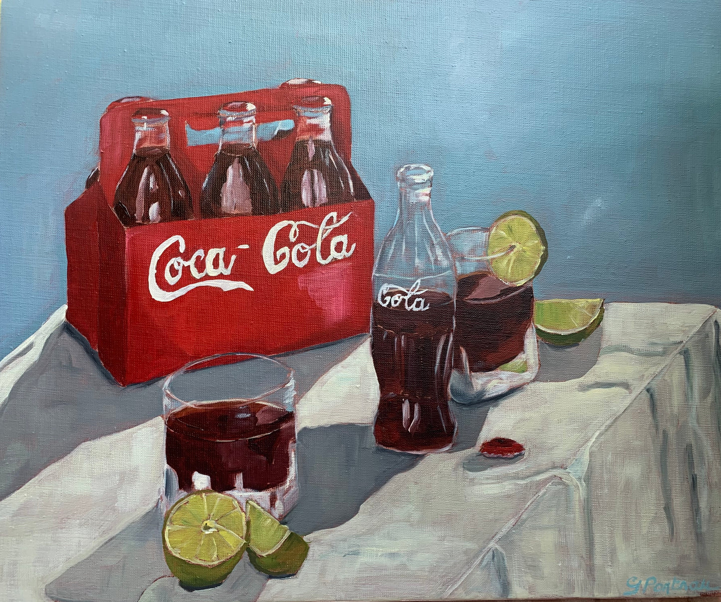 Peinture à l'huile "Un Coca-Cola sous le soleil"