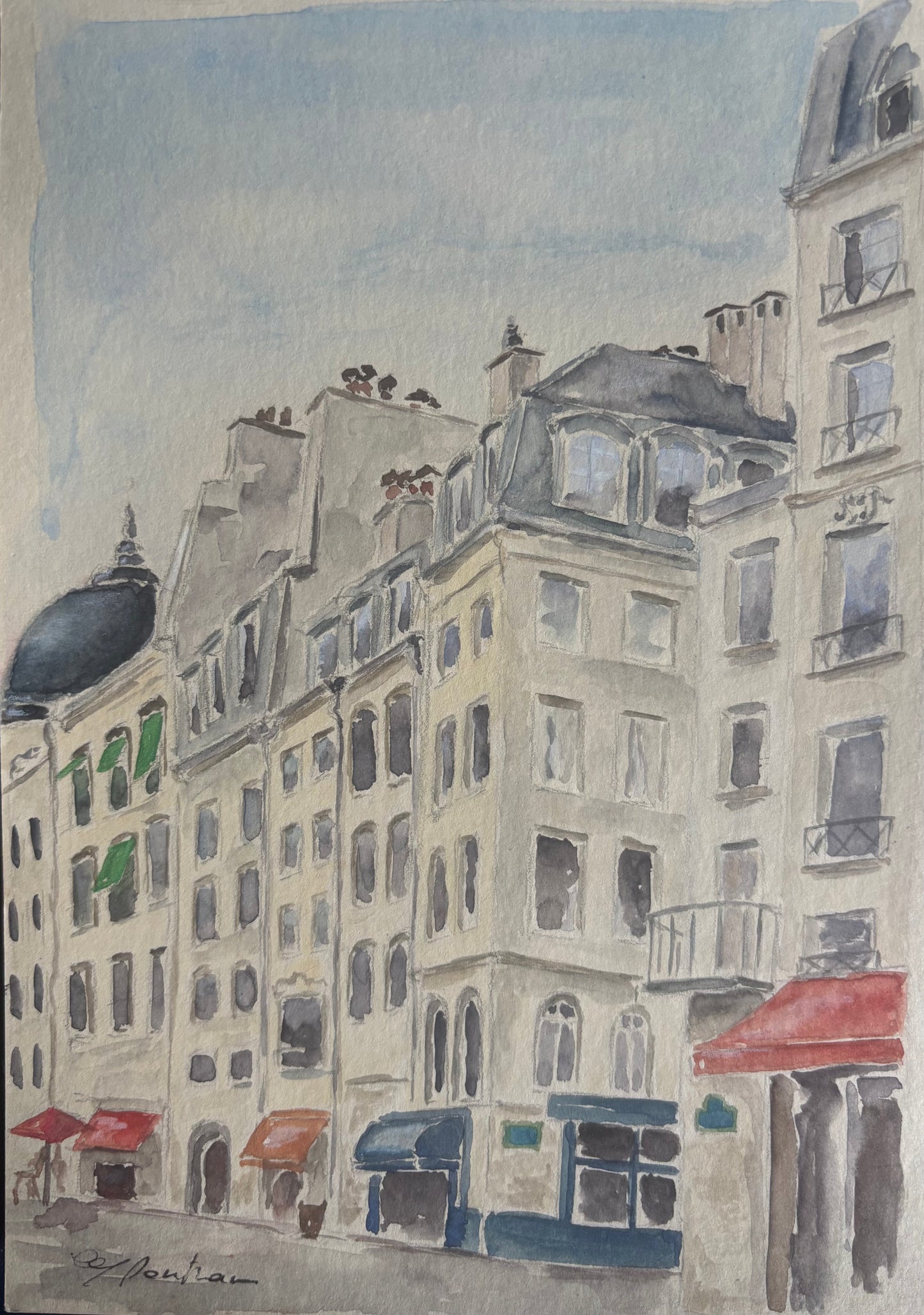Aquarelle rue de Paris