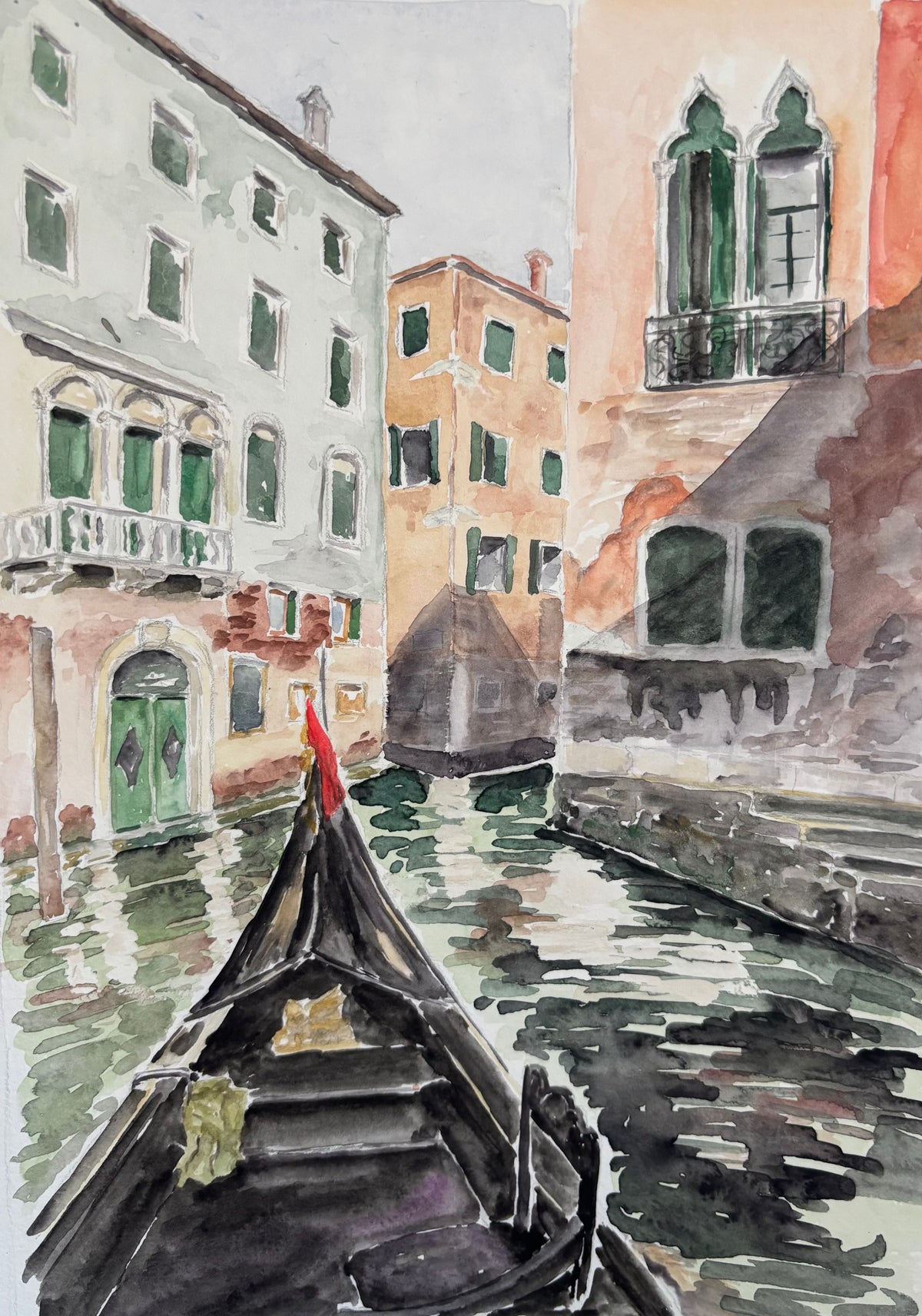 Aquarelle Gondole à Venise