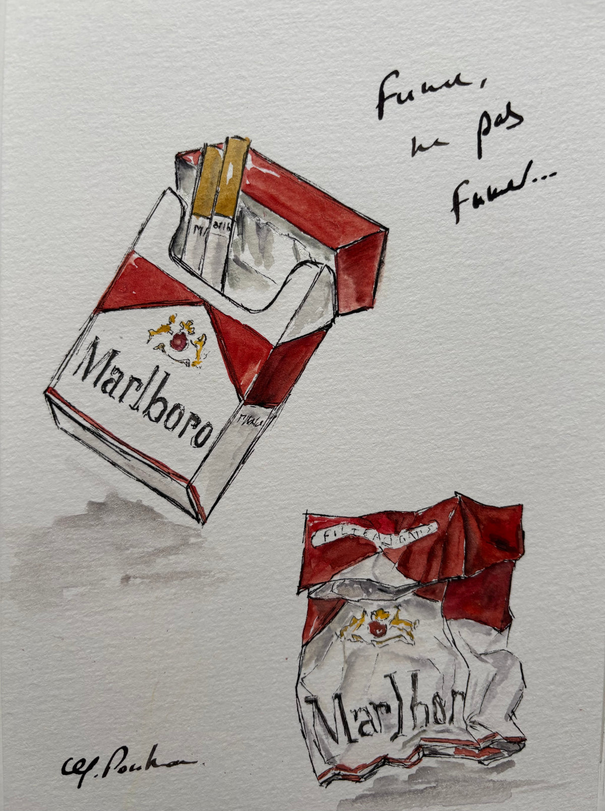Aquarelle "Fumer ne pas Fumer"