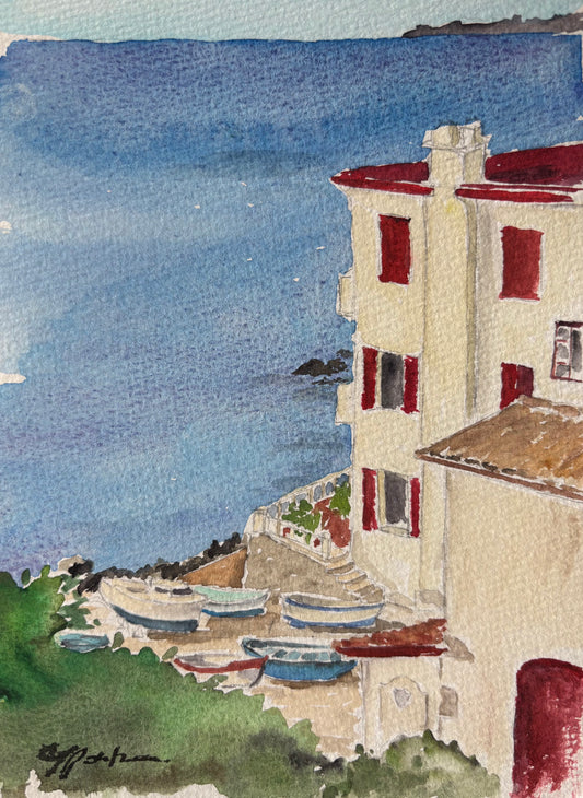Aquarelle "Port de Guéthary"