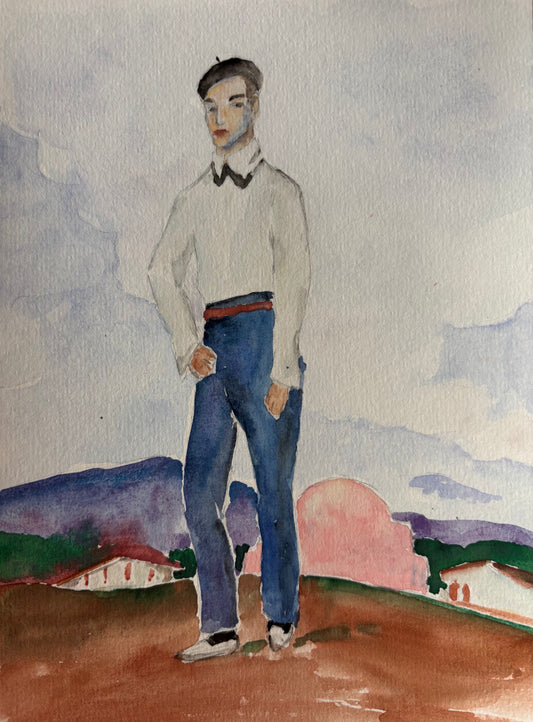 Aquarelle "Portrait d'un basque"