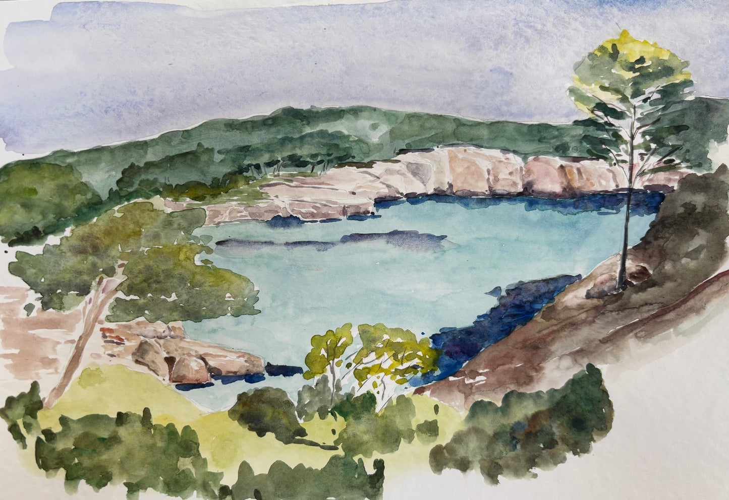 Aquarelle Crique Corse